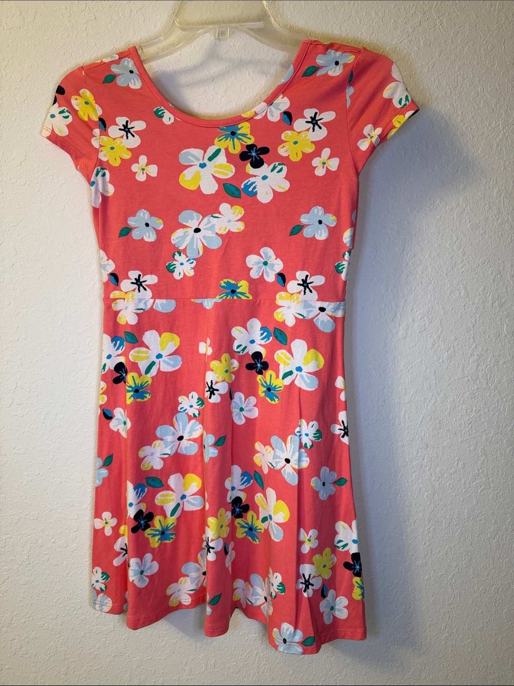 Simply Styled Coral Floral Short Sleeve Skater Dress